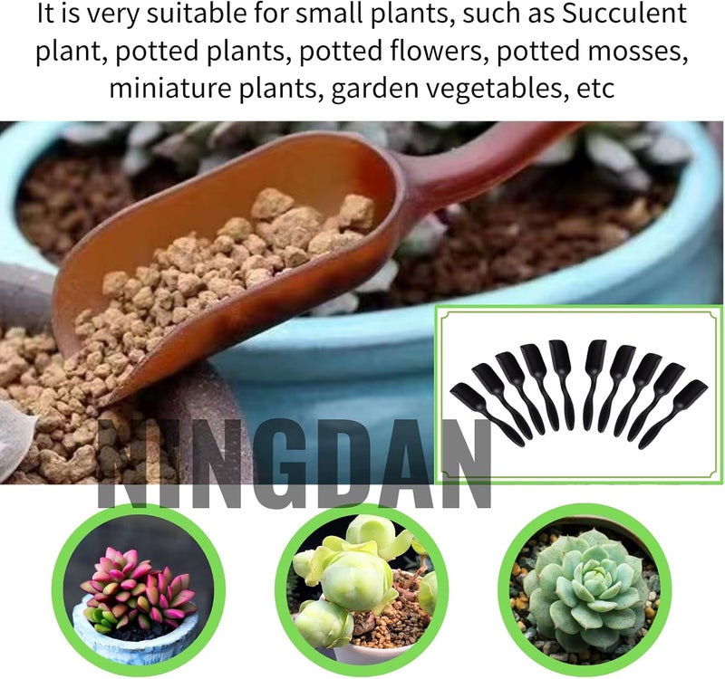 NINGDAN 10Pcs Mini Shovel,Plastic Mini Gardening Shovel Spoons Soil Scoops,Cultivation Digging Transplanting Tools for Succulents Potted Flowers,Milk Powder/Coffee Beans Scoops (All Black) - Image 3